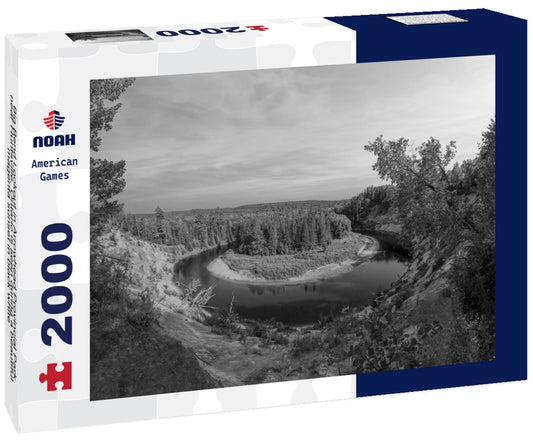 Noah Jigsaw Puzzle Big Bend Lookout in Arrowhead Provincial Park near Huntsville, Ontario is seen during a beautiful magenta sunset in black white 2000 pieces