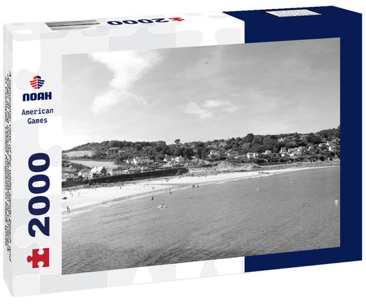 Noah Jigsaw Puzzle A panoramic view of the white sandy beach and ocean at the popular destination of Coverack in Cornwall, United Kingdom in black white 2000 pieces