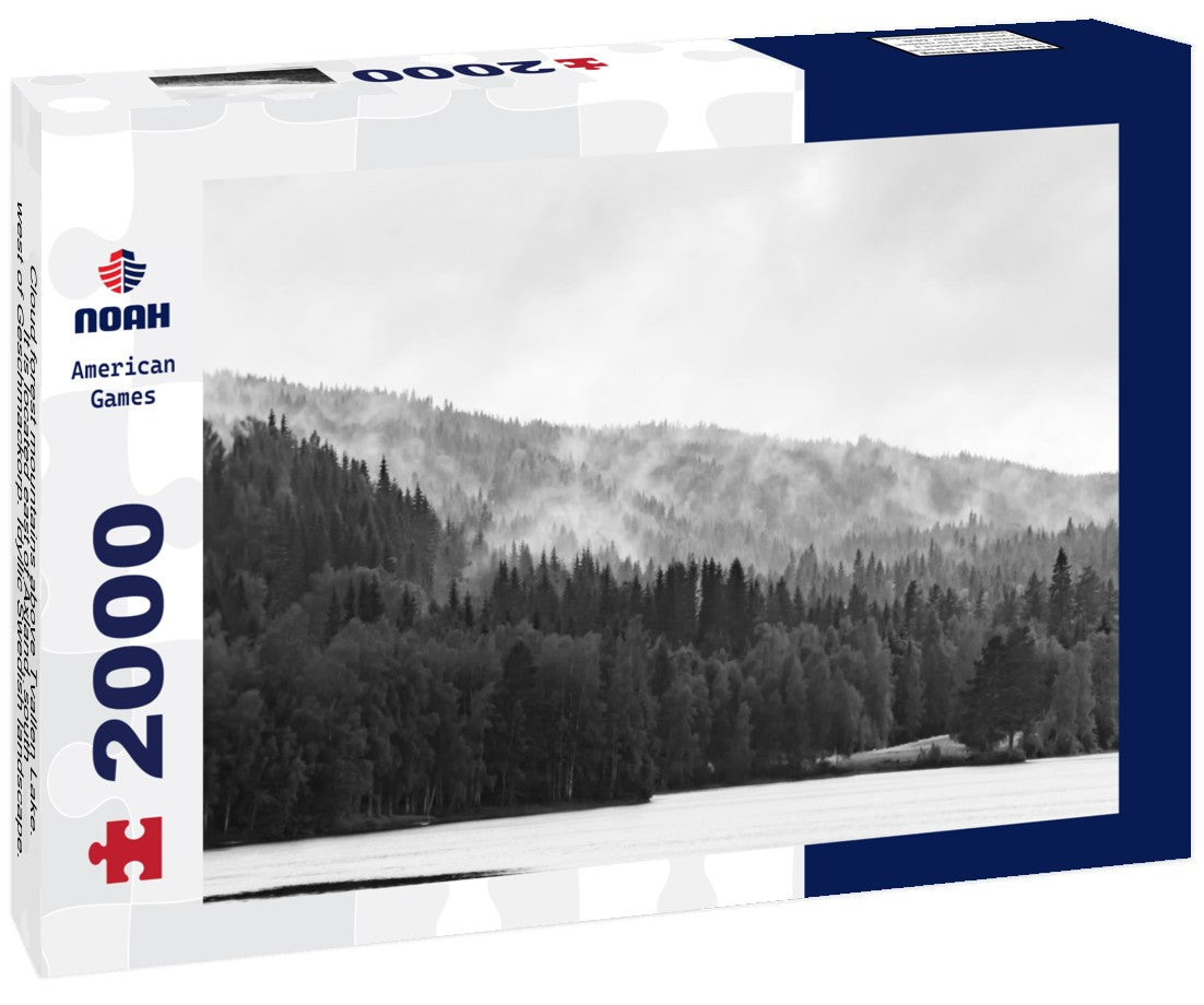 Noah Jigsaw Puzzle Cloud forest mountains above Tvallen Lake. It is located east of Axland, south-west of Geschmackorp. Idyllic Swedish landscape. Sweden's in black white 2000 pieces