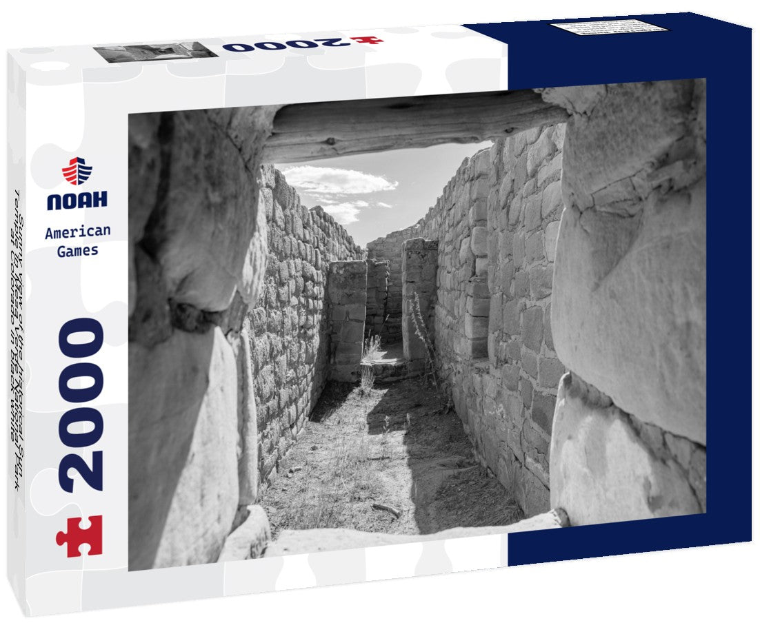 Noah Jigsaw Puzzle Sunny view of the historical Sun Temple in Mesa Verde National Park at Colorado in black white 2000 pieces