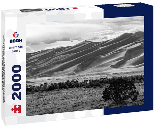 Noah Jigsaw Puzzle Sunny view of the landscape of Great Sand Dunes National Park and Preserve at Colorado in black white 2000 pieces