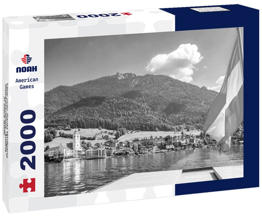 Noah Jigsaw Puzzle View over Sankt Wolfgang, Salzkammergut, Austria in black white 2000 pieces