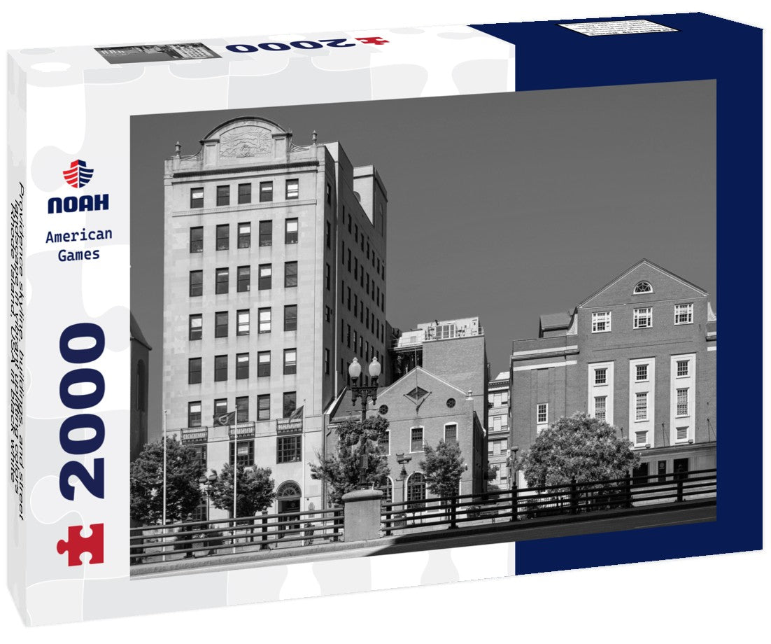 Noah Jigsaw Puzzle Providence skyline, buildings, and street landscape in vibrant uplifting colors, Rhode Island, USA in black white 2000 pieces