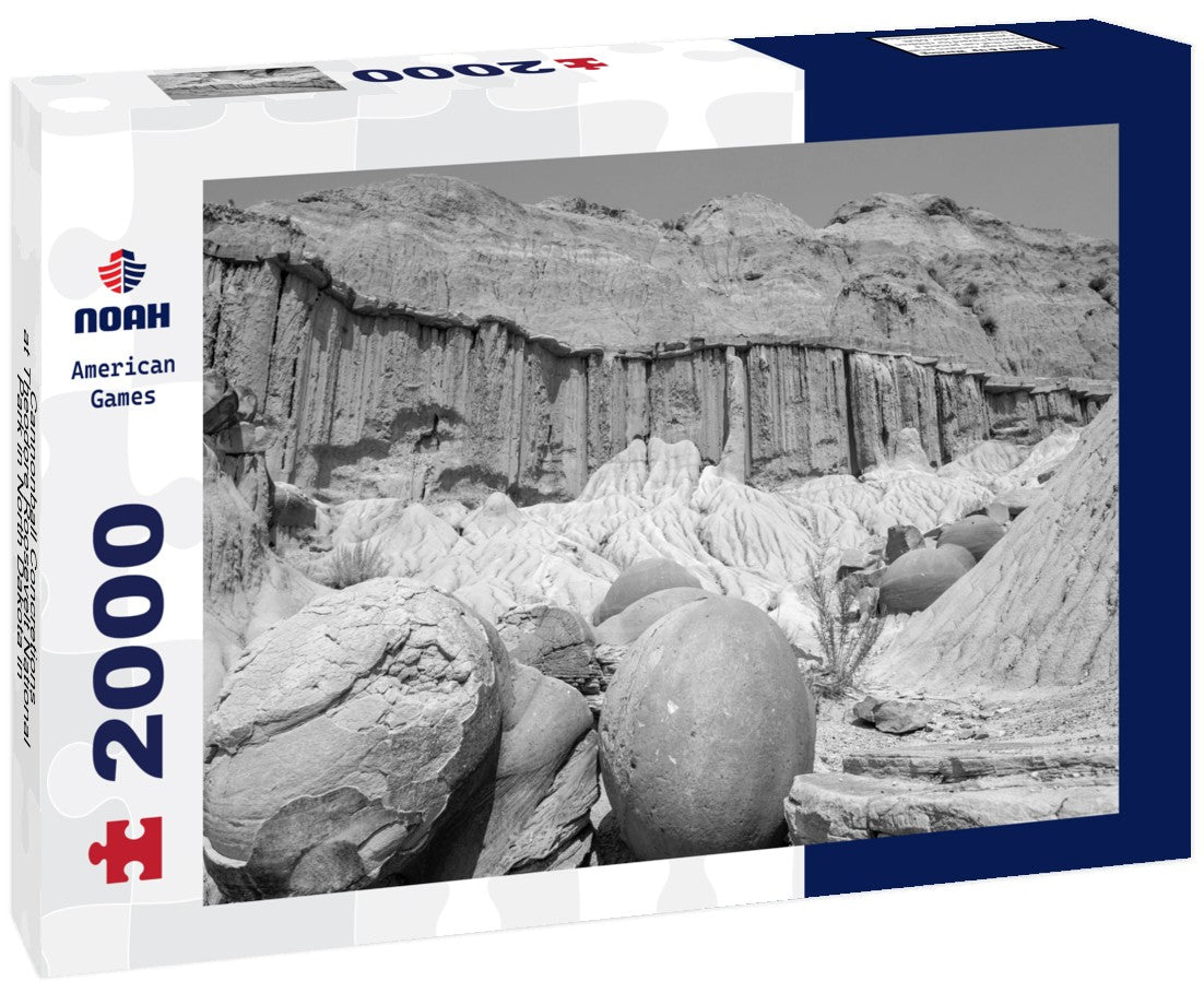Noah Jigsaw Puzzle Cannonball Concretions at Theodore Roosevelt National Park in North Dakota in black white 2000 pieces