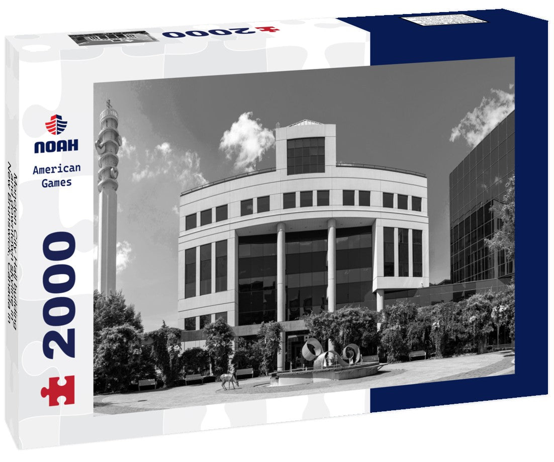 Noah Jigsaw Puzzle Moncton City Hall building and downtown skyline in New Brunswick, Canada in black white 2000 pieces