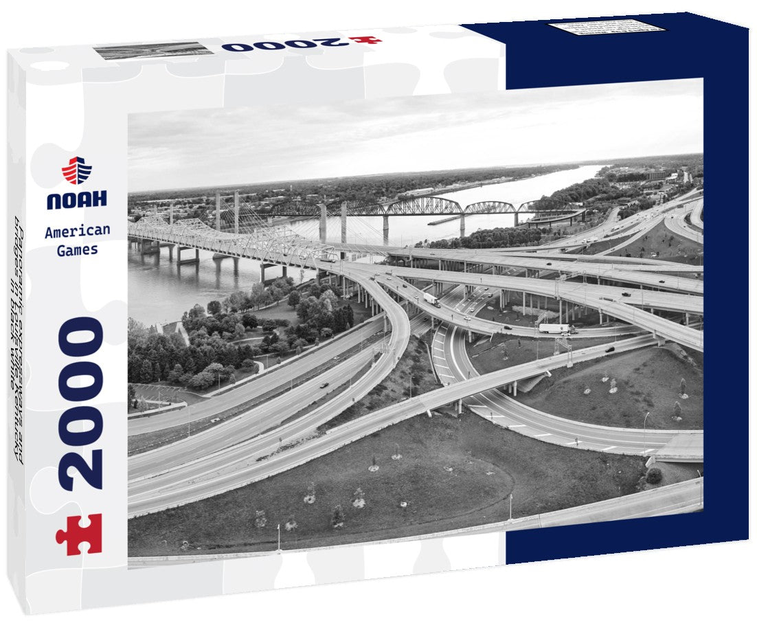 Noah Jigsaw Puzzle Panoramic expressways and bridges in Louisville Kentucky in black white 2000 pieces