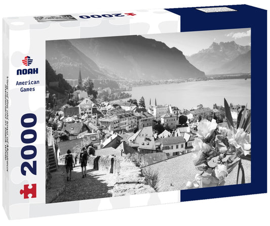 Noah Jigsaw Puzzle View of the old town of Montreux, Switzerland in black white 2000 pieces