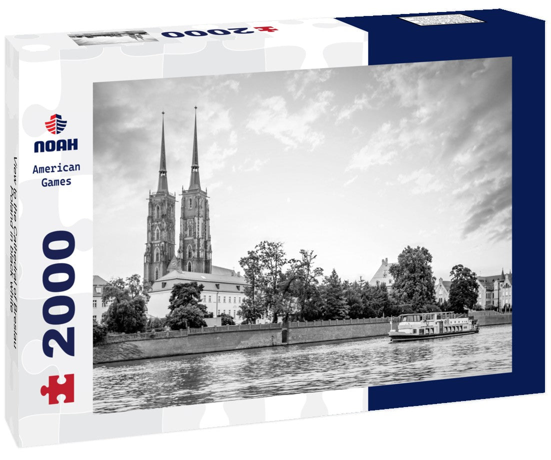 Noah Jigsaw Puzzle View to the Cathedral of Breslau, Poland in black white 2000 pieces
