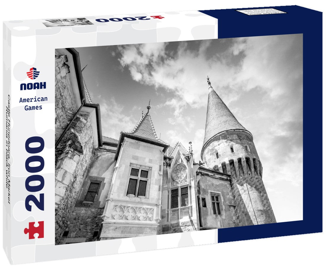 Noah Jigsaw Puzzle Castle Hunedoara, Iron Market, Rumania in black white 2000 pieces