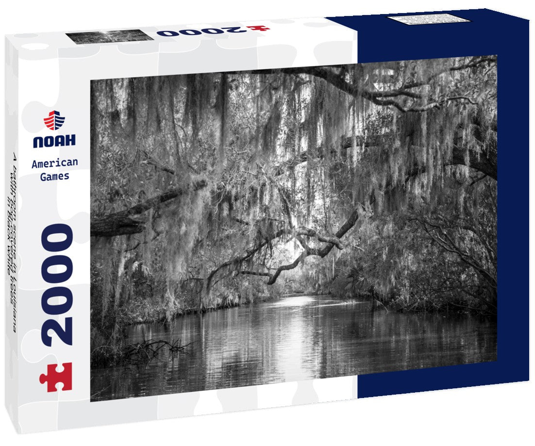 Noah Jigsaw Puzzle A bathroom scene in Louisiana with bog-covered trees in black white 2000 pieces