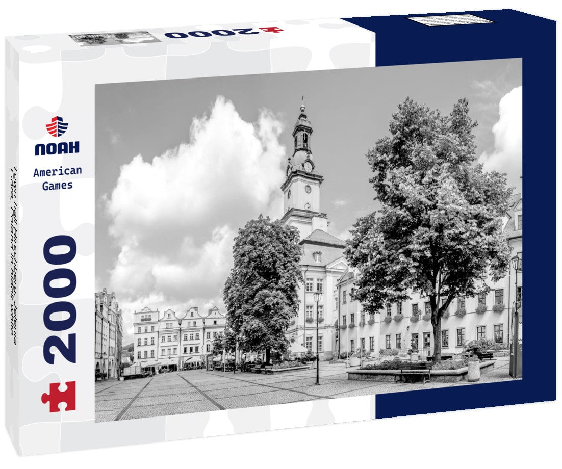 Noah Jigsaw Puzzle Town hall Hirschberg, Jelenia Góra, Poland in black white 2000 pieces