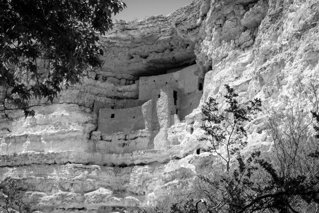 Montezuma Castle National Monument protects a set of well-preserved cliff dwellings located in Camp Verde, Arizona. Built and used by the Sinagua people, a pre-Columbian culture. National Park Service 2000pc PuzzleBlack and White