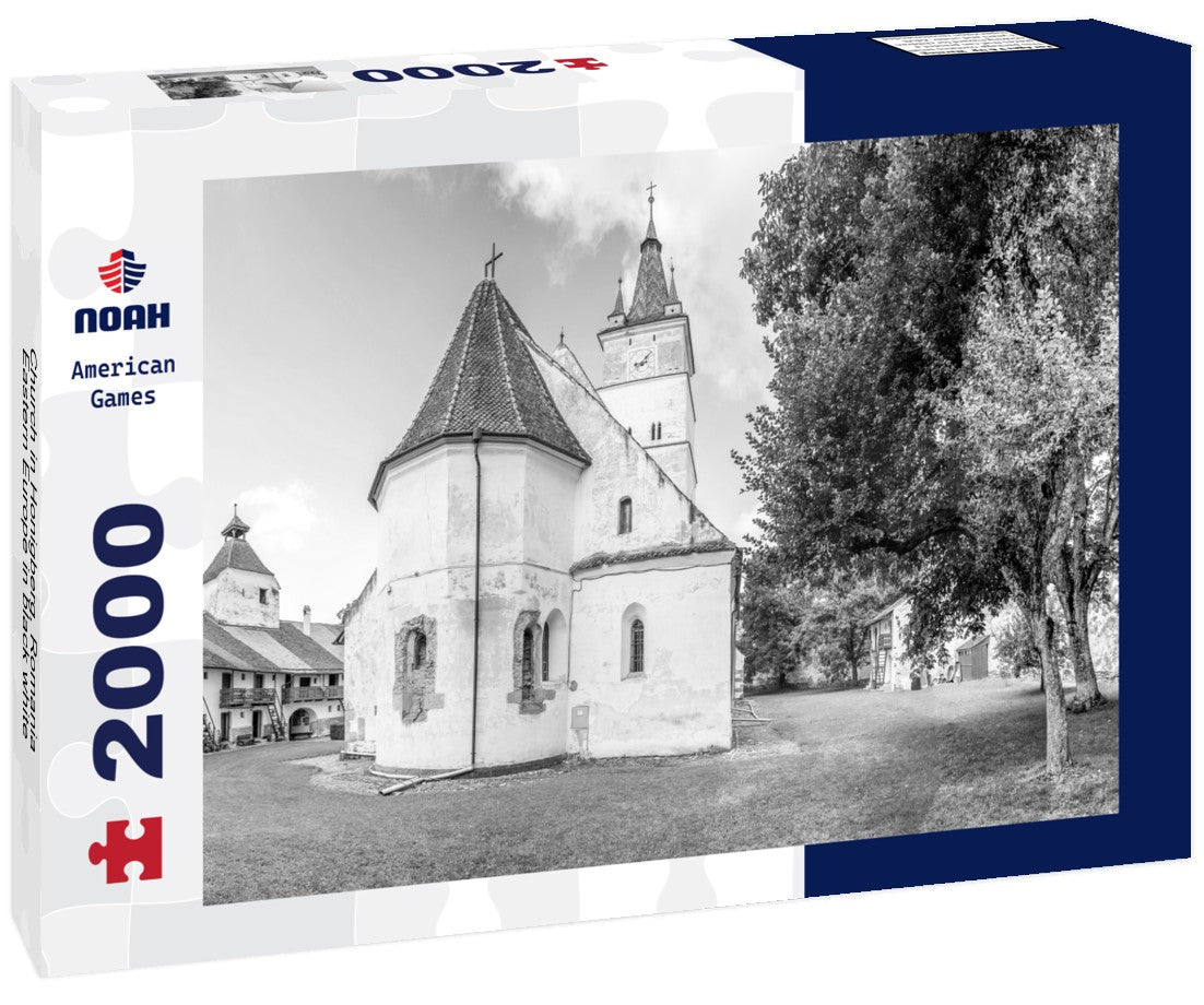 Noah Jigsaw Puzzle Church in Honigberg, Romania, Eastern Europe in black white 2000 pieces