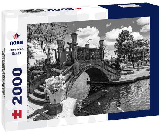 Noah Jigsaw Puzzle Karangasem Water Palace of Tirta Gangga in East Bali, Indonesia in black white 2000 pieces