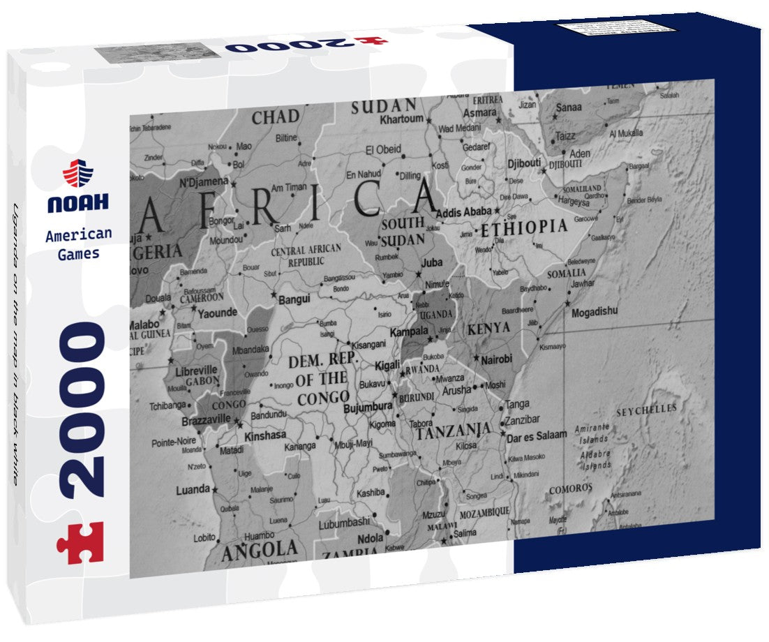 Noah Jigsaw Puzzle Uganda on the map in black white 2000 pieces