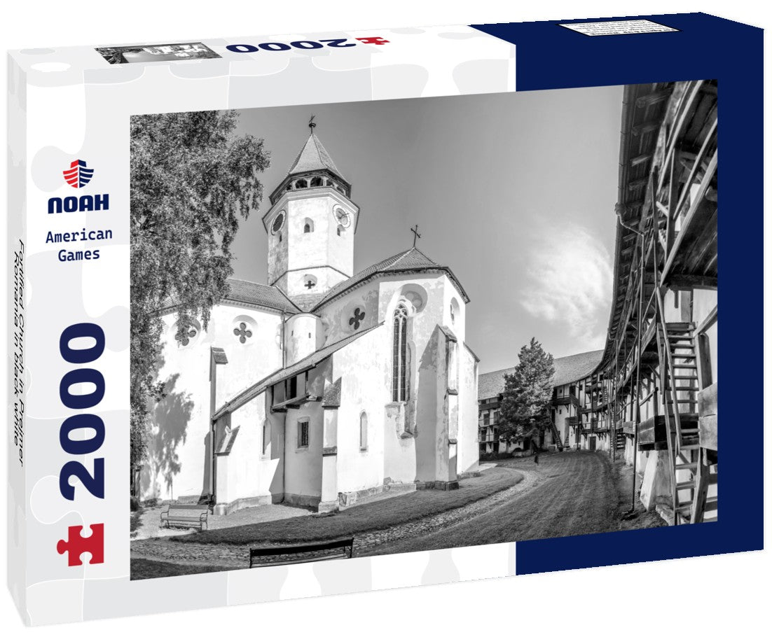 Noah Jigsaw Puzzle Fortified Church in Prejmer, Romania in black white 2000 pieces