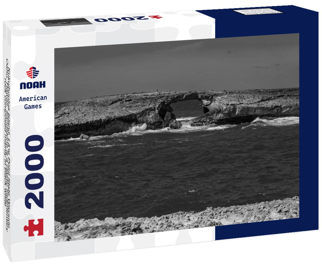 Noah Jigsaw Puzzle Kukuihoolua Island. La?ie Point State Wayside, Oahu, Hawaii. Sandstone is a clastic sedimentary rock composed mainly in black white 2000 pieces