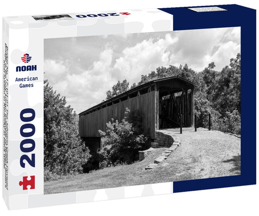 Noah Jigsaw Puzzle Bridge No. 17-101-01 The Johnson Creek Covered Bridge is the only known example of Robert Smith's trust system in Kentucky in black white 2000 pieces