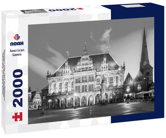 Noah Jigsaw Puzzle Bremen City Hall or Rathaus in the old town of Bremen, Germany in black white 2000 pieces