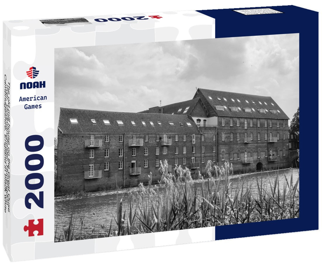 Noah Jigsaw Puzzle The old mill house on the Great Ouse river, Godmanchester, Huntingdon, Cambridgeshire, England in black white 2000 pieces