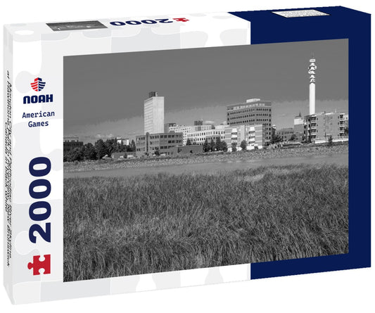 Noah Jigsaw Puzzle Moncton City and Petitcodiac River Skyline at Hawthorne Park in Riverview, New Brunswick, Canada in black white 2000 pieces