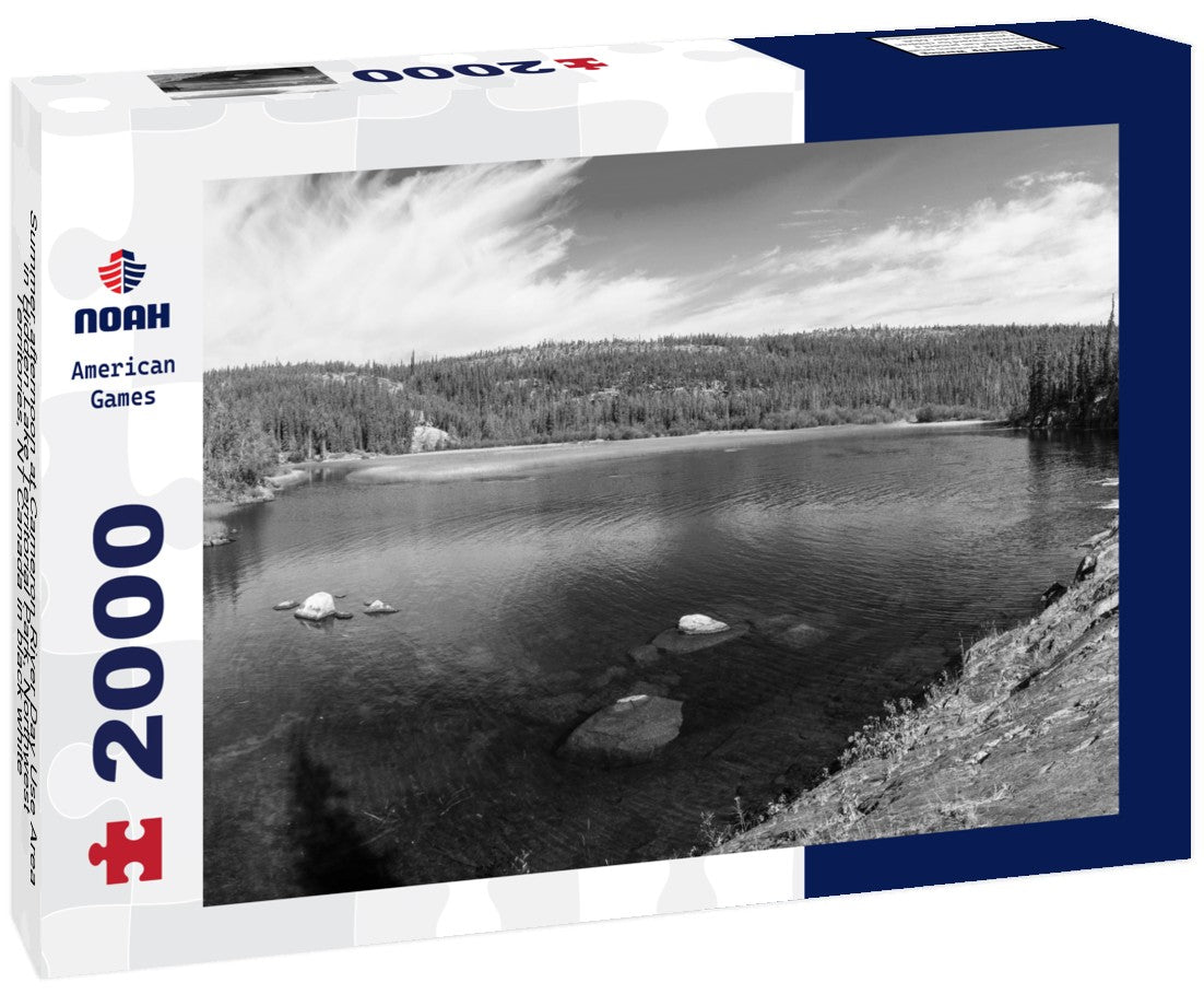 Noah Jigsaw Puzzle Summer afternoon at Cameron River Day Use Area in Hidden Lake Territorial Park, Northwest Territories, NT Canada in black white 2000 pieces