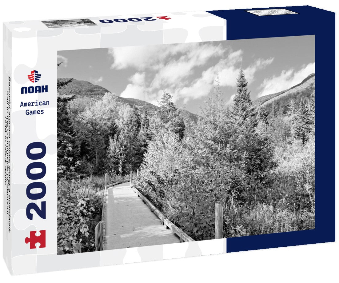 Noah Jigsaw Puzzle Beautiful autumn colors along a boardwalk trail in the countryside of Vermont, USA in black white 2000 pieces