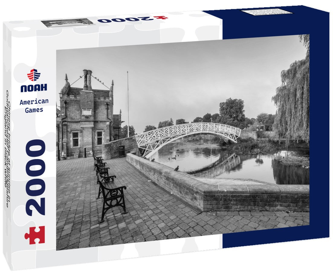 Noah Jigsaw Puzzle Chinese bridge at sunrise in Godmanchester Cambridgeshire England in black white 2000 pieces