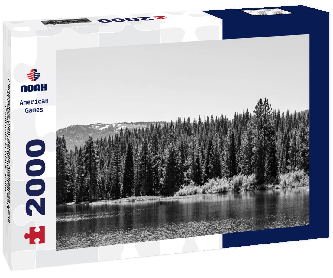 Noah Jigsaw Puzzle Panoramic view across Manzanita Lake in Lassen Volcanic National Park, California in black white 2000 pieces