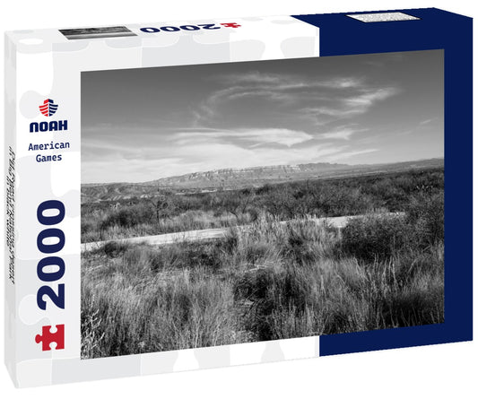 Noah Jigsaw Puzzle Dirt Road crossing desert in Big Bend National Park in black white 2000 pieces