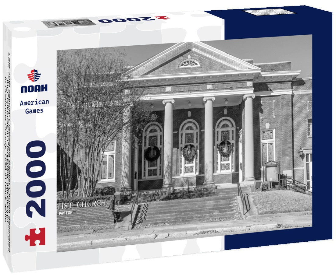 Noah Jigsaw Puzzle Late 19th century Clarksdale Baptist Church decorated for Christmas in Clarksdale, Mississippi, in Coahoma County, USA in black white 2000 pieces