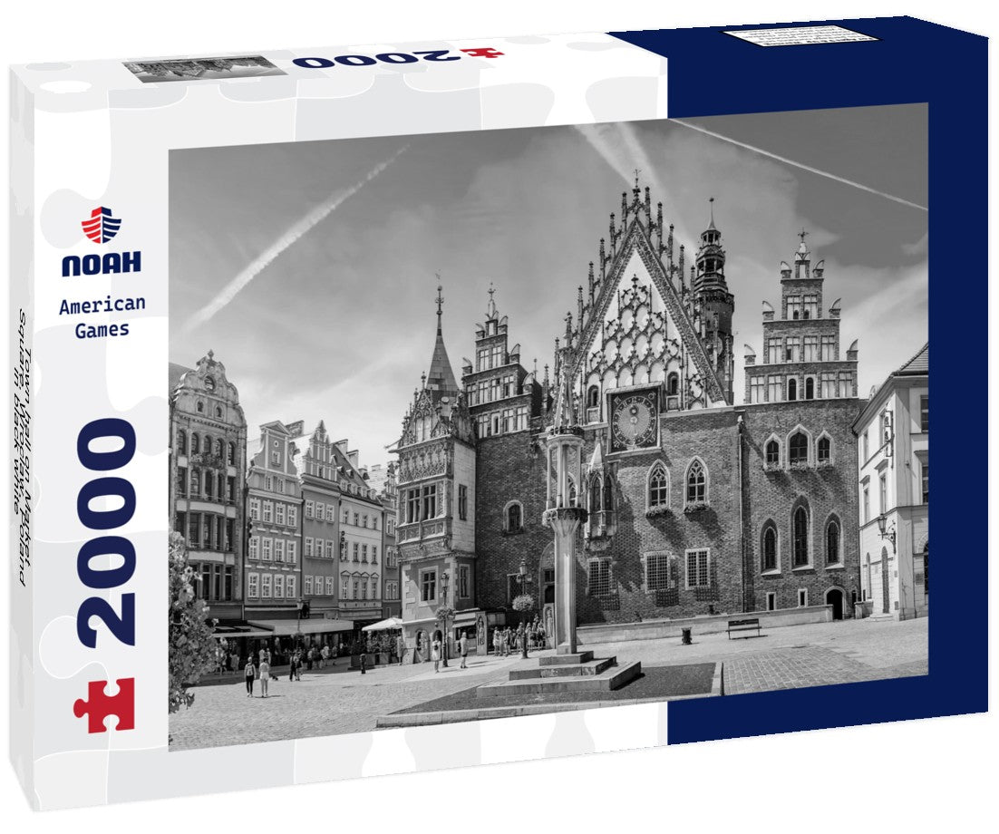 Noah Jigsaw Puzzle Town hall on Market Square, Wroclaw, Poland in black white 2000 pieces
