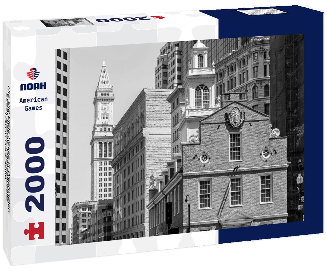 Noah Jigsaw Puzzle The Old State House in Washington Street, Boston, Massachusetts, USA in black white 2000 pieces