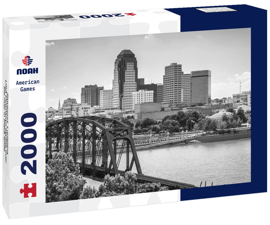 Shwarport, Louisiana, USA Downtown skyline over the river 2000pc PuzzleBlack and White
