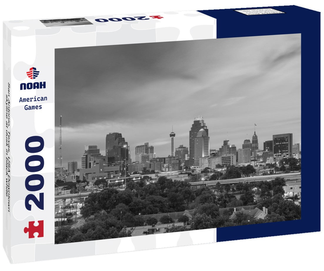 Noah Jigsaw Puzzle San Antonio, Texas, USA Downtown skyline at dusk in black white 2000 pieces