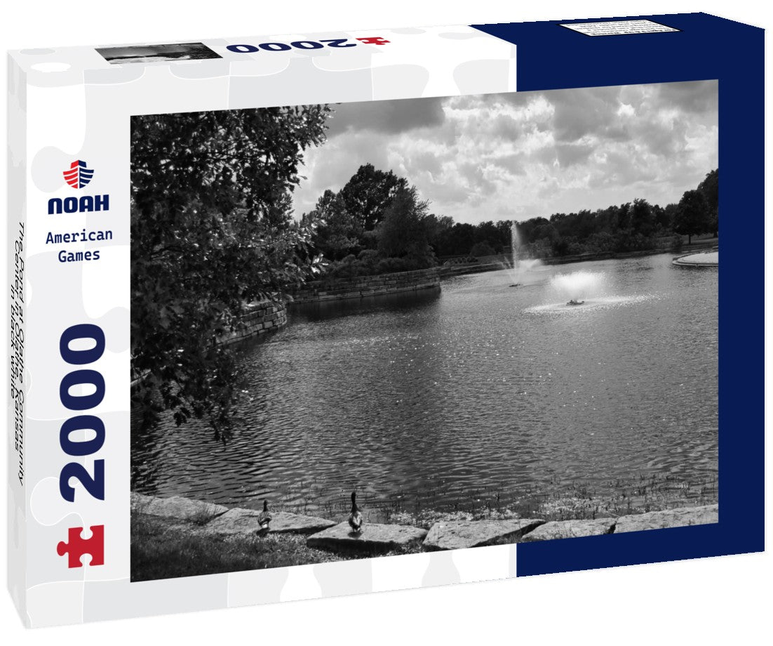 Noah Jigsaw Puzzle The Pond at Olathe Community Center in Olathe, Kansas in black white 2000 pieces