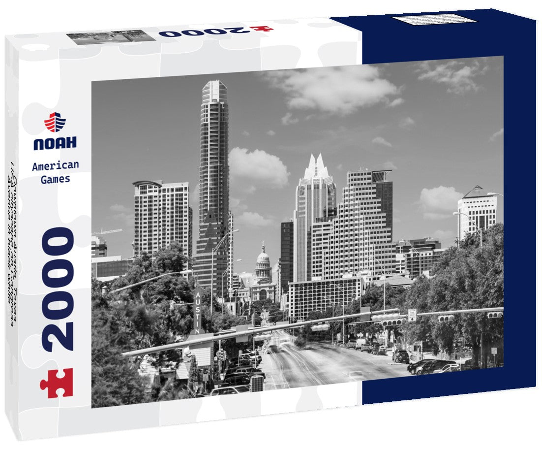 Noah Jigsaw Puzzle Downtown Austin, Texas, USA cityscape on Congress Avenue in black white 2000 pieces