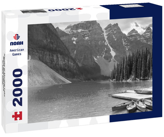 Noah Jigsaw Puzzle Kayaks at Moraine Lake, Banff National Park in black white 2000 pieces