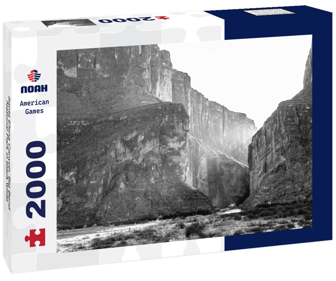 Noah Jigsaw Puzzle Santa Elena Canyon, Big Bend National Park in black white 2000 pieces