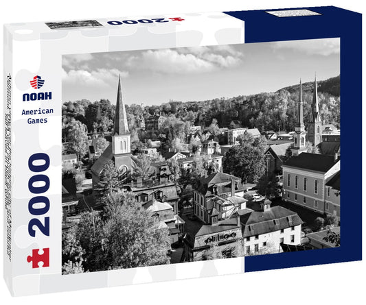 Noah Jigsaw Puzzle Autumn view over the historic city of Montpelier, Vermont, USA with church spires and colorful fall leaves in black white 2000 pieces