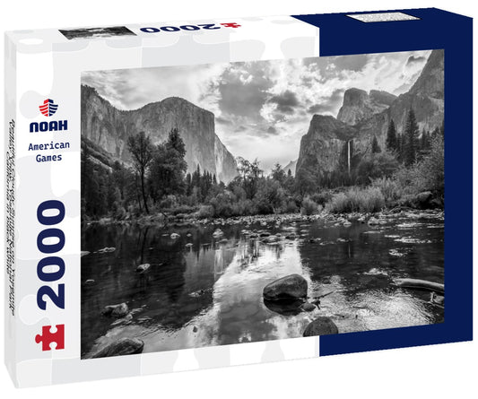 Noah Jigsaw Puzzle Beautiful Cloudy Sunrise on Yosemite Valley View, Yosemite National Park, California in black white 2000 pieces