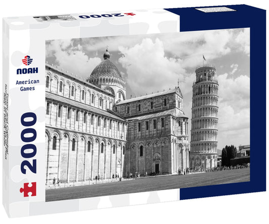Noah Jigsaw Puzzle Tower and Cathedral, famous landmarks of Pisa, Italy in black white 2000 pieces