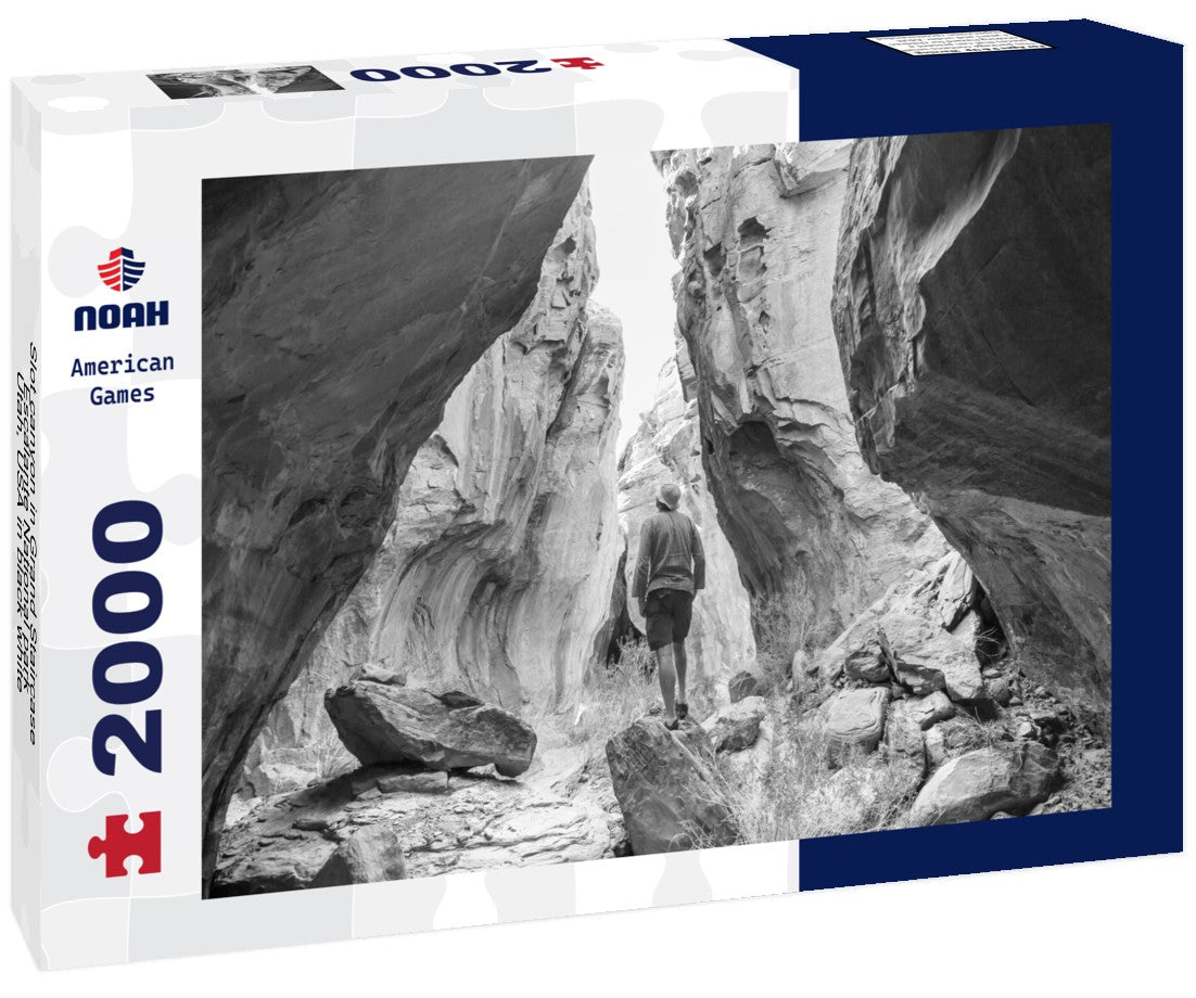 Noah Jigsaw Puzzle Slot canyon in Grand Staircase Escalante National park, Utah, USA in black white 2000 pieces