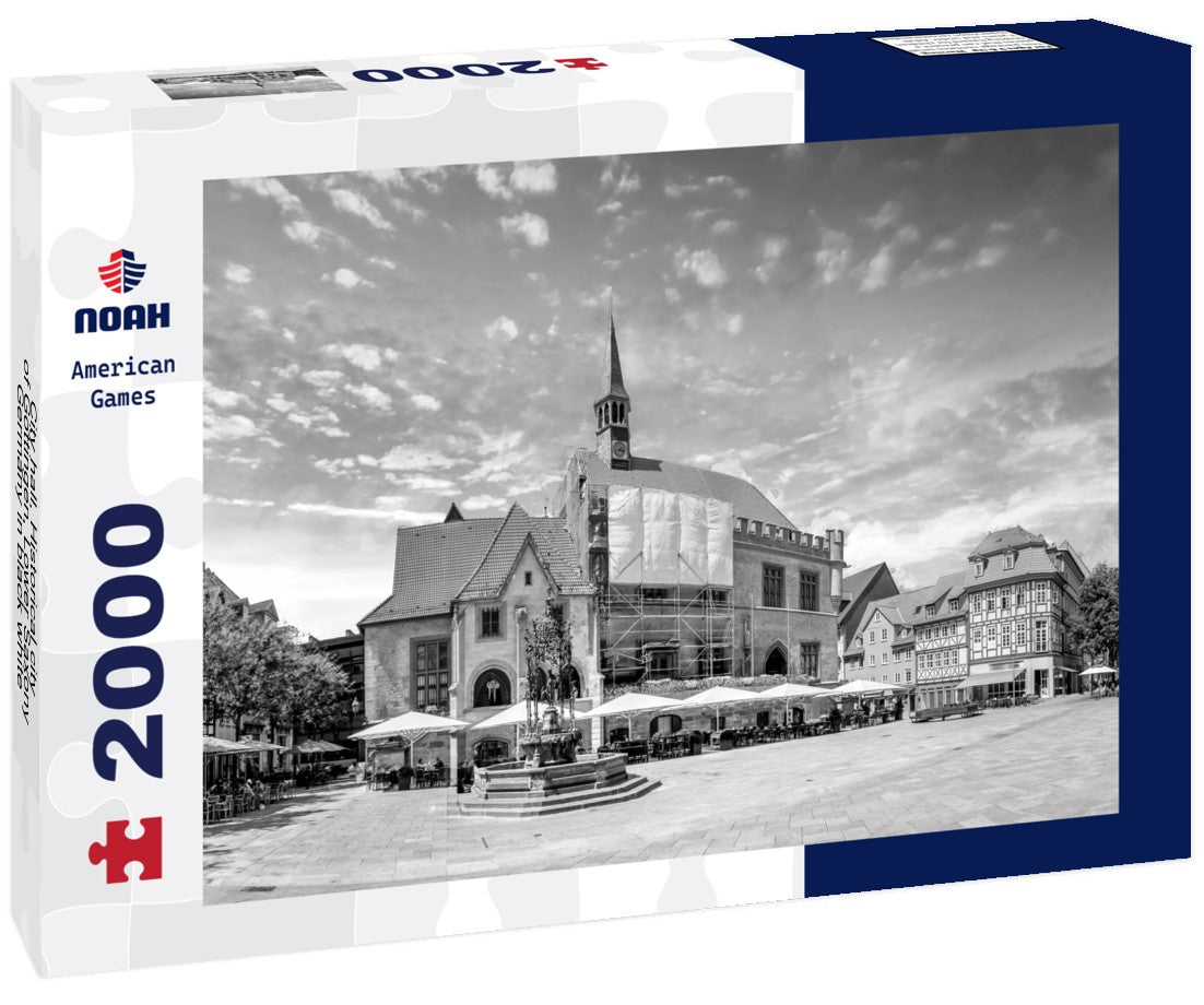 Noah Jigsaw Puzzle City hall, Historical city of Göttingen, Lower Saxony, Germany in black white 2000 pieces