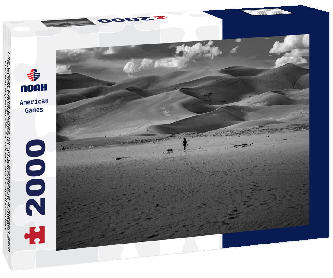 Noah Jigsaw Puzzle The Great Sand Dunes NP in Colorado is a hidden gem with vast dunes against a beautiful sky. It offers a surreal experience for hikers and sandboarders. It's a must-visit for nature lovers in black white 2000 pieces