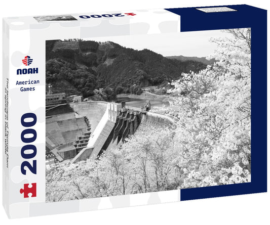 Noah Jigsaw Puzzle The landscape of Tsuruta Dam in spring in black white 2000 pieces