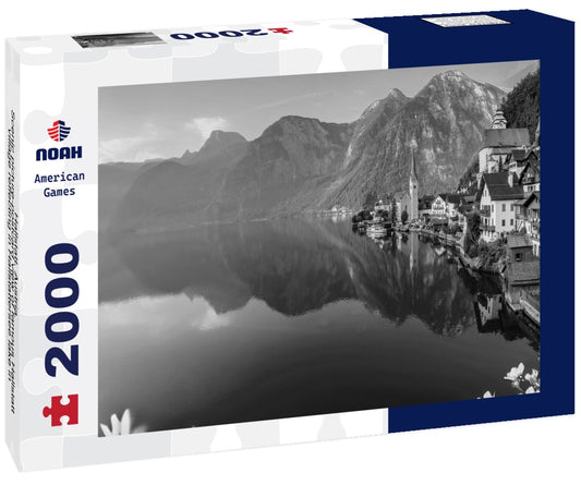 Noah Jigsaw Puzzle Hallstatt, Austria - Scenic picture-postcard view of famous Hallstatt village reflecting in Hallstattersee lake in the Austrian Alps in beautiful morning light in black white 2000 pieces