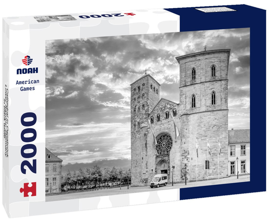 Noah Jigsaw Puzzle Cathedral in Osnabrück, Lower Saxony, Germany in black white 2000 pieces