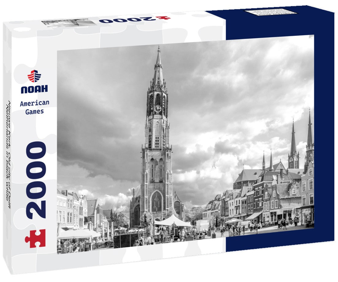 Noah Jigsaw Puzzle Nieuwe Kerk, Old city of Delft, Netherlands in black white 2000 pieces