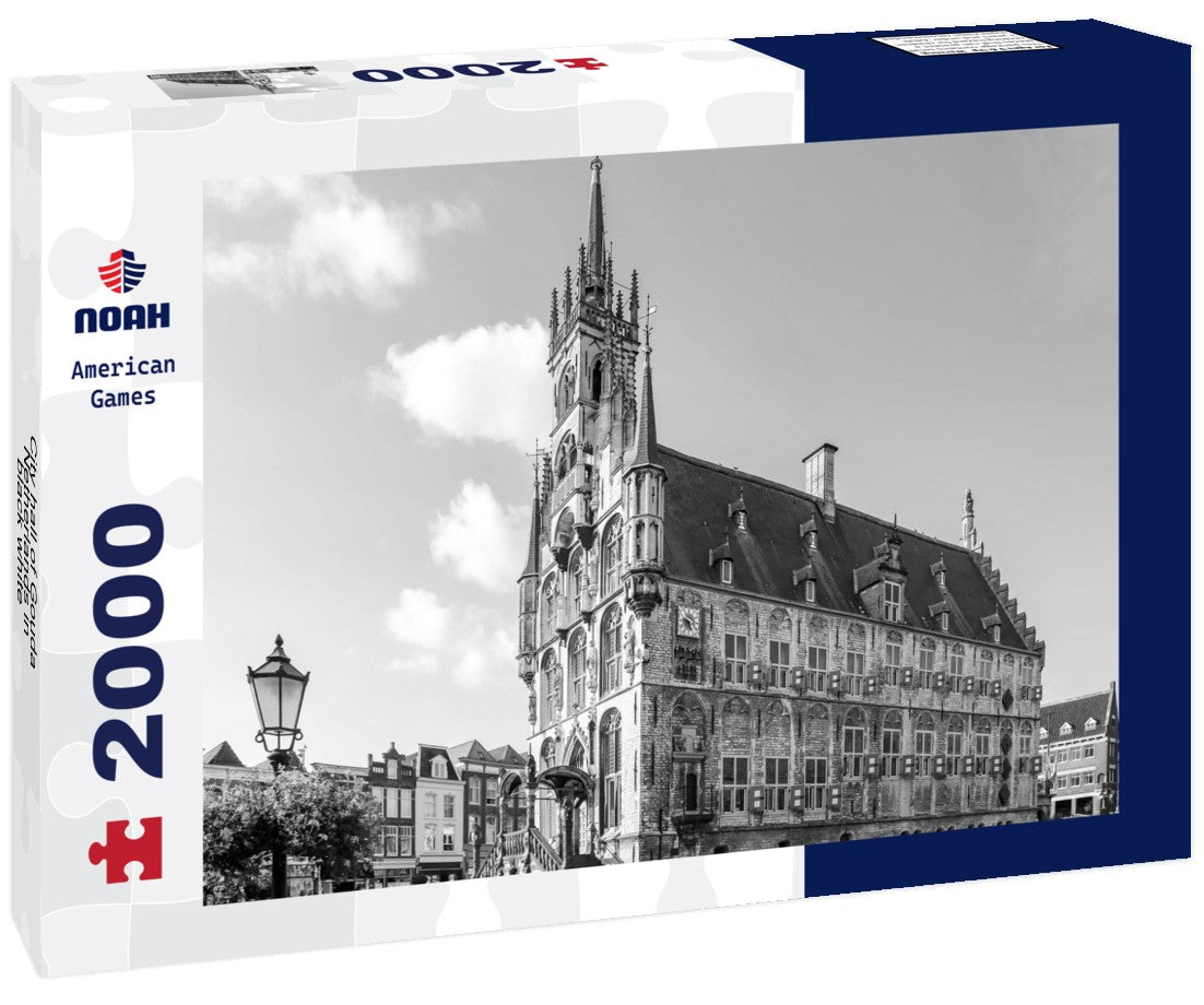 Noah Jigsaw Puzzle City hall of Gouda, Netherlands in black white 2000 pieces